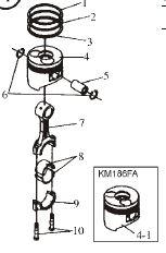 Piston Rings Set of 3 KM186F-04100T